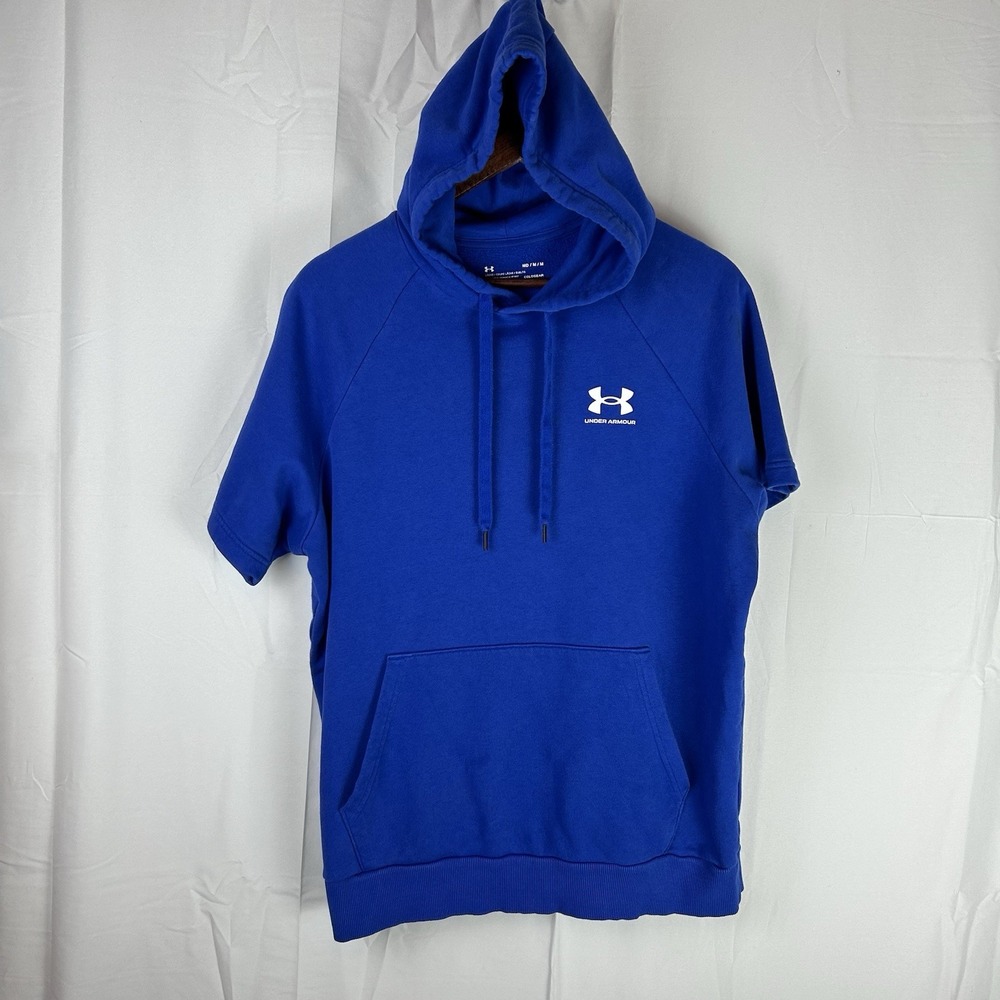 Under Armour Hoodie Mens Medium Blue Sweatshirt Sweater Short Sleeve Loose Adult